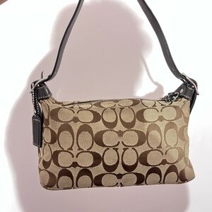 Coach Monogram Demi Shoulder Bag in Brown and Khaki